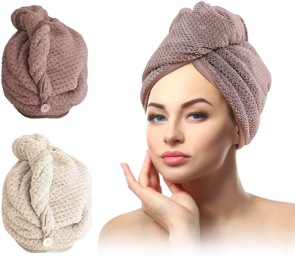 One size. Linen Hair Towel Wrap Set Of 2 With Button/Sauna,home spa hair towel 