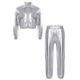 thumbnail image 1 of Doomiva Ensemble de Performance Jazz Moderne pour Garçons et Filles Vêtements de Danse de Rue Hip Hop 2 Pcs Argent 10, 1 of 5