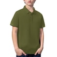 thumbnail image 4 of GiLiling Boys Short Sleeve Polo Shirts Cozy Collared Neckline Comfort Stretch Golf Shirt School Uniform (Blackish Green, 5-6 Years), 4 of 9