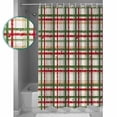 thumbnail image 3 of Shower Curtain, Abstract Red Green Line Waterproof Shower Curtain Set with Hooks for Bathroom Showers,Stalls and Bathtubs,36x72In Watercolor Geometric Plaid, 3 of 9