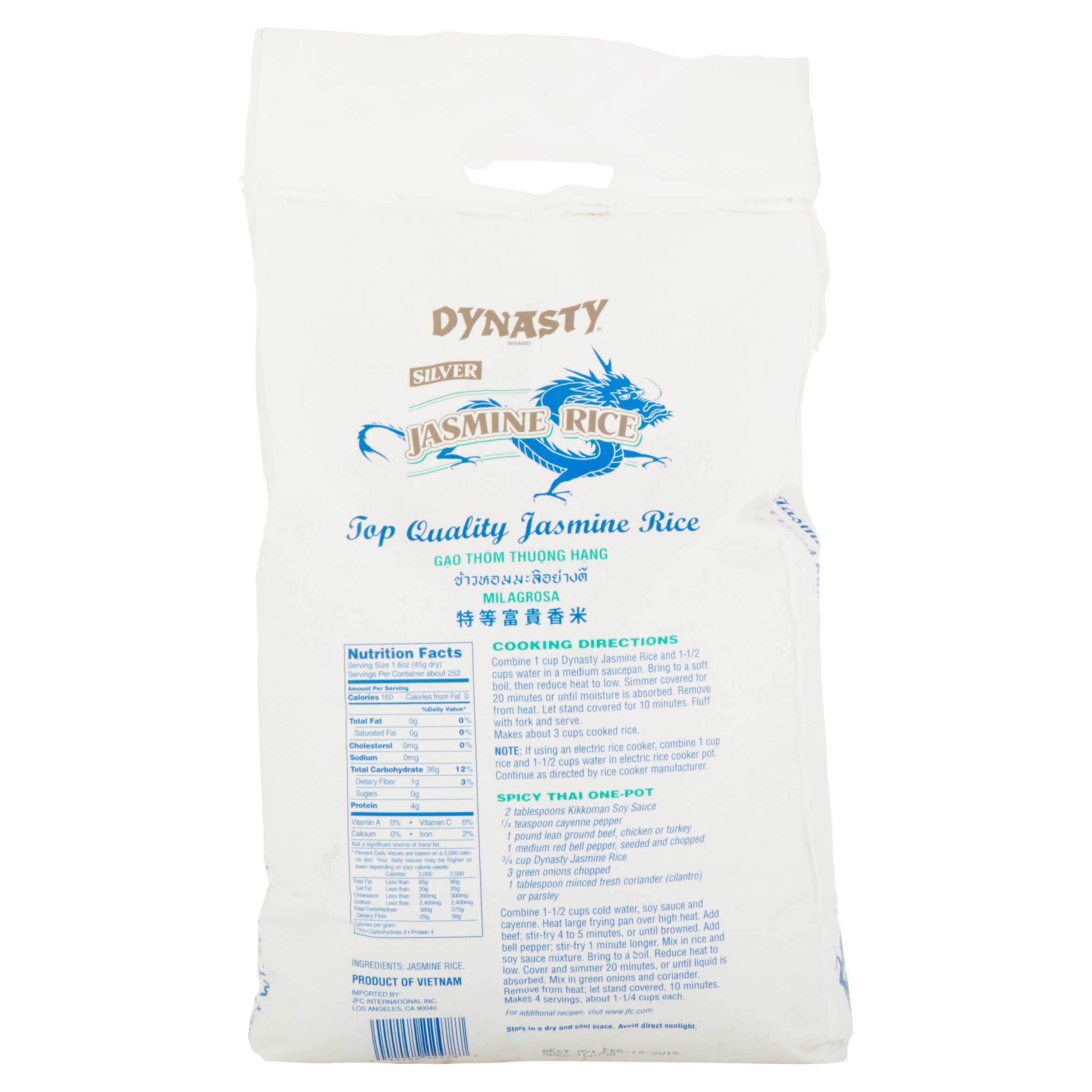 Dynasty Silver Jasmine Rice, 25 lb