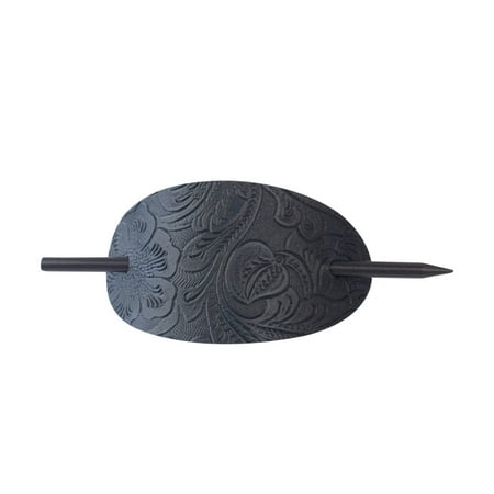 Gunyslmo Under $5 Leather Hair Pin With Stick - Oval Faux Leather Hair Clip - Leather And Stick Hair Slide Hair Pins Ponytail Hair Accessories For Women Girls Fanelod