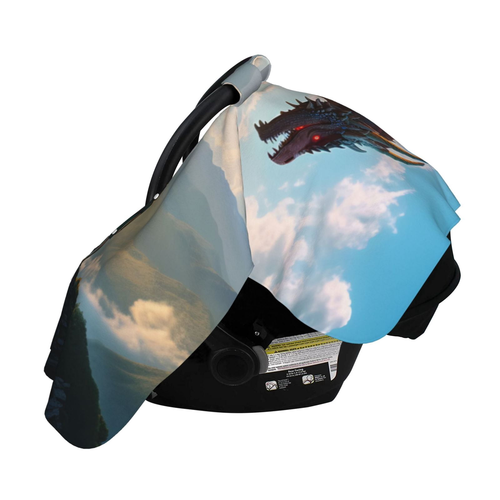 Naloa Clear Sky Mountain Red Dragon Baby Car Seat Cover, Breathable Baby Carrier Cover, Multiuse Baby Carrier Cover & Nursing Breastfeeding Cover