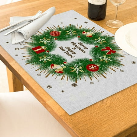 

KEUSN Christmas Table Placemats Christmas Rustic Vintage Washable Table Mats