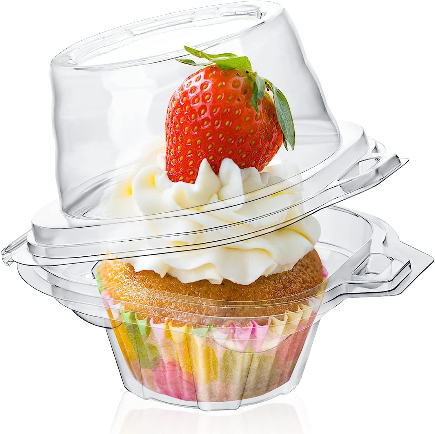 Single Cupcake Containers 50 Count, Clear Plastic Mini Cupcake Boxes