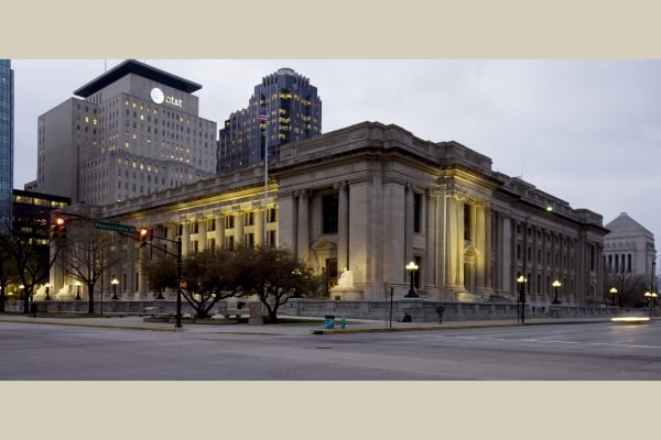 Print: Night View, Birch Bayh Federal Building, Indianapolis, Indiana ...
