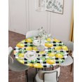thumbnail image 2 of Fitted Round Tablecloths Table Covers 36-44in,Watercolor Fruit Lemon and Leaf Waterproof Elastic Edged Table Cloth for Kitchen Dining Holiday Party Tables Decor,White and Black Plaid Checker, 2 of 6