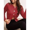 thumbnail image 6 of Cardigan for Women Spring Long Sleeve Button Down Work Office Sweaters Cute Winter Jacket Red S, 6 of 9