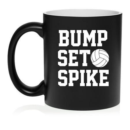 

Bump Set Spike Volleyball Ceramic Coffee Mug Tea Cup Gift for Her Him Friend Coworker Wife Husband (11oz Matte Black)