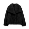 thumbnail image 4 of BXINGOHAI Women's Cropped Faux Fur Jacket Lapel Collar Long Sleeve Coats Soft Faux Fur Coat 2024 Winter Trendy Outwear Today Black,S, 4 of 4
