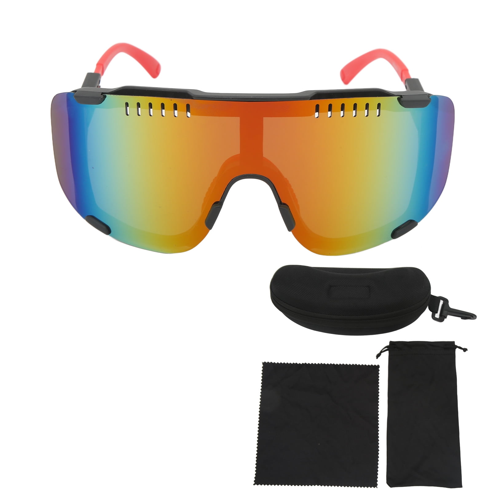 Cycling Glasses Motorcycle Sunglasses Soft Rubber Nose Pad Easy To Store With Storage Bag For Running Black And Red Walmart