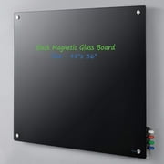 x 36"H Magnetic Glass Whiteboard, Black