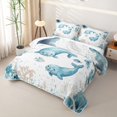 thumbnail image 3 of Manfei Kawaii Sea Walrus Quilt Full,Lovely Ocean Themed Art Full Bedspread Sets,White Green,3-Piece, 3 of 7