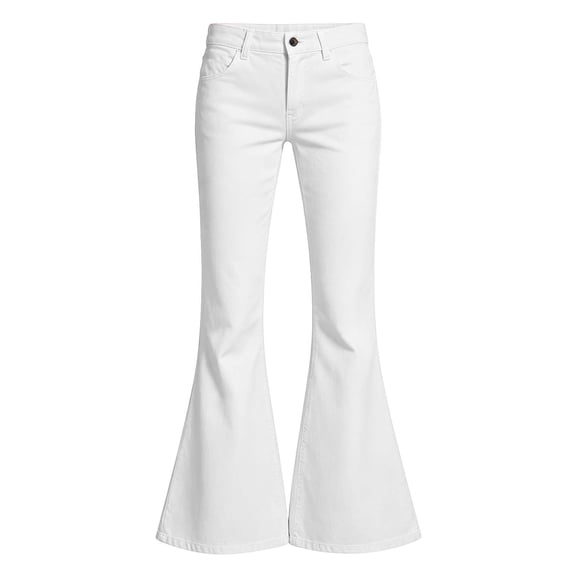 OOOUM Girls High Waist Flare Pants Stretch Fabric Slim Fit Bootcut Jeans Casual Daily Fashion Outdoor Relaxed Denim Bottoms White 13-14 Years