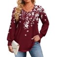 thumbnail image 3 of Zeagoo Womens Plus Size Tops Puff Long Sleeve T-Shirts Pleated V Neck Tunics Fall Dressy Casual Loose Blouse, 3 of 5