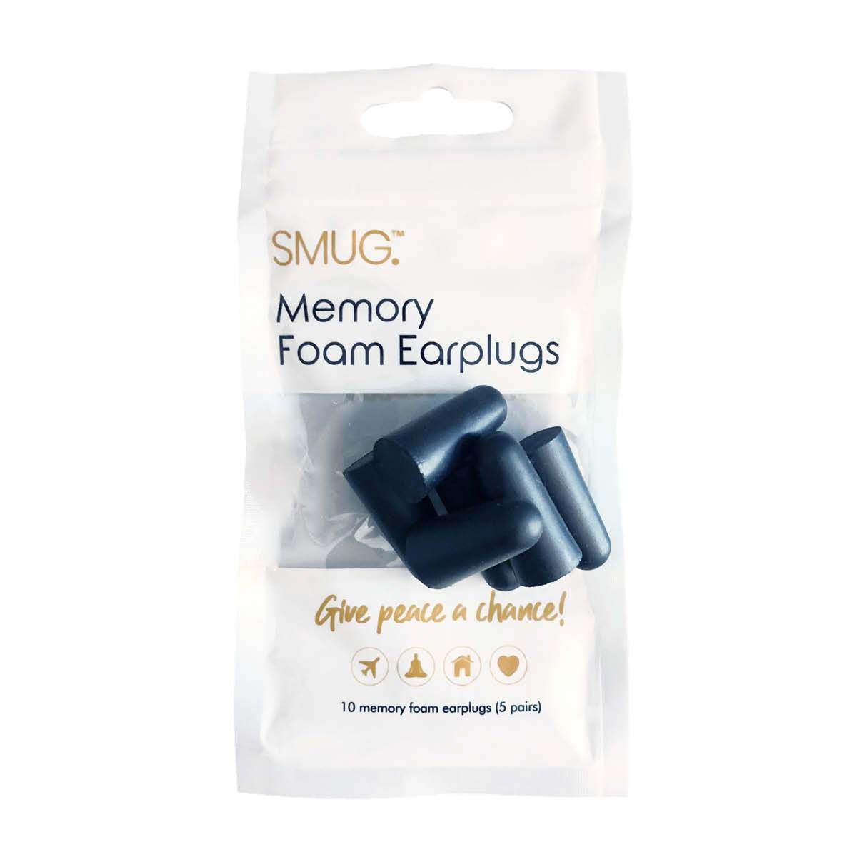 SMUG Memory Foam Earplugs, Black (1 pack)