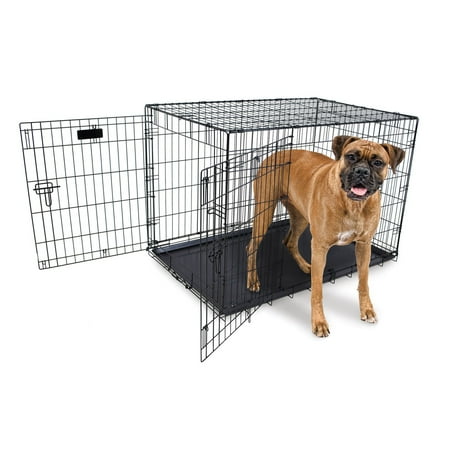 Precision Pet ProValu2 42 by 28 by 30-Inch 2-Door Crate with Lock System, Size 5000, Black