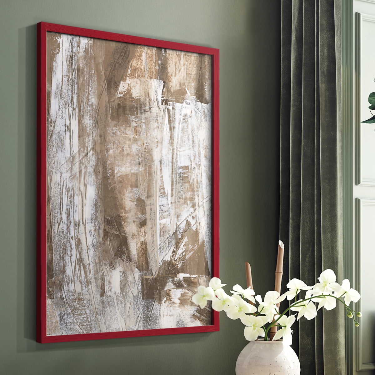 Bronzed I Framed Print in Red Solid Wood Framed Print No Nail Hanging