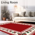 thumbnail image 2 of ODIKA 5'x7' Machine Washable Non-Slip Area Rug, Vintage Inspired Winter Celebration Base With Decorative Trim High Traffic Rug with Pad, Red, 621565, 2 of 8