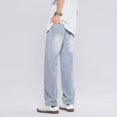thumbnail image 4 of WXLWZYWL Mens Wide Leg Jeans Elastic Waist Baggy Jeans Casual Drawstring Denim Pants Trousers, 4 of 6