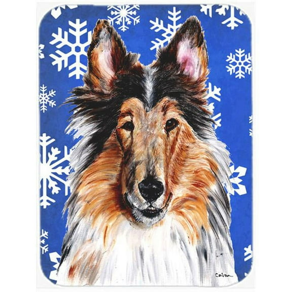 Carolines Treasures  Collie Winter Snowflakes Mouse Pad- Hot Pad Or Trivet