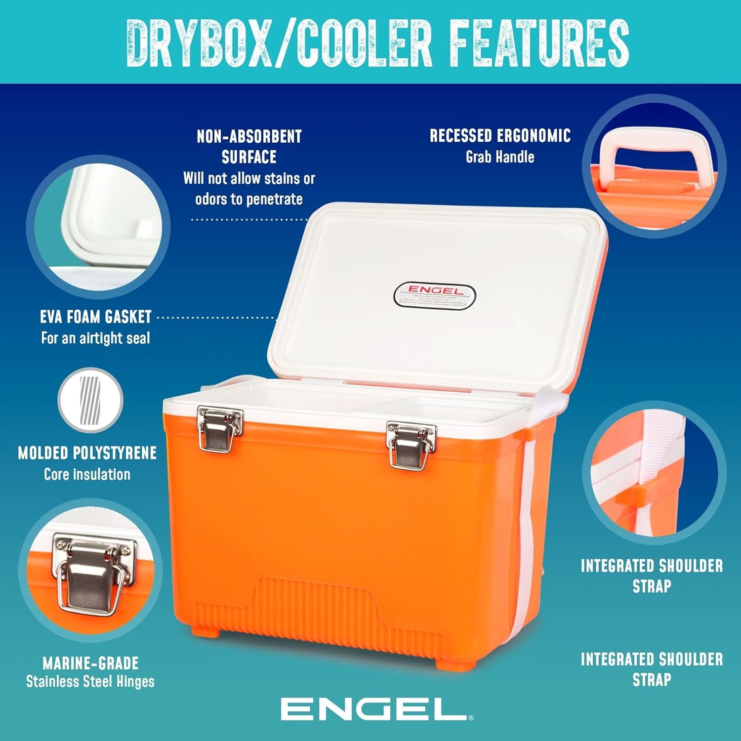 ENGEL 19 Qt Leak-Proof Compact Insulated Drybox Cooler - White 
