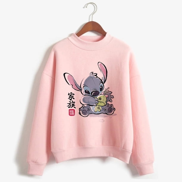 Turtleneck Hoodie Disney Stitch Funny Women Harajuku Cute Lilo and Stitch Anime Sweatshirt Manga Streetwear Hoody FemaleS Gao Jinjia LED