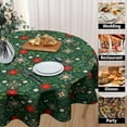 thumbnail image 4 of Xmas Table Cloth Round - Snowflake Tablecloth Winter Poinsettia Floral Table Cover for Dining Kitchen Picnic Party Decor 60 Inch, 4 of 8
