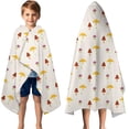 thumbnail image 3 of Yellow Brown Mushroom Small Flower White Pattern Hooded Bath Towel，50"x30" for Ages 3 To 12 Kids, Quick Dry Lightweight Soft Microfiber Hood Beach Towel Cover Up for Kids, 3 of 7