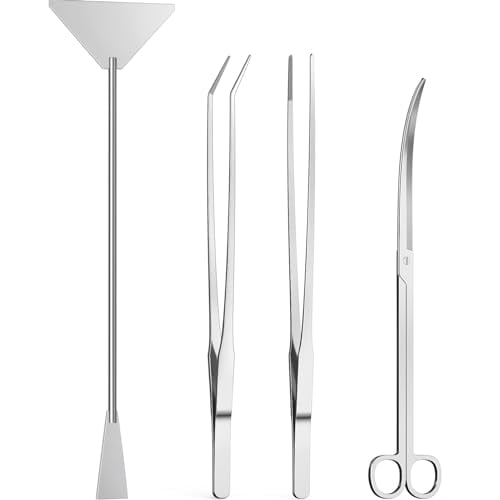 4Pcs Aquascaping Tools,Aquascape Kit,Long and Strong Aquarium Tweezers,Scissors,Algae Scraper,Aquarium Plant Tools,Fish Tank Plant Trimming Kit