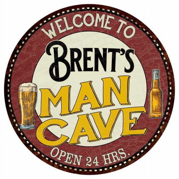 Brent's Man Cave 12" Round Metal Sign Kitchen Bar Wall Décor 200120035130