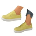 thumbnail image 3 of Women's Fashion Sneakers Flat Low-Top Lace-Up Comfortable School Casual Tennis Shoes Walking Travel Shoes Dress Sneakers(Color:Yellow,Size:7.5), 3 of 9