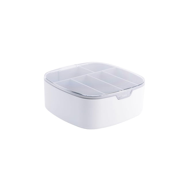 Inteprter Caja de Cable de datos de 5 rejillas, contenedor transparente, multifunción, escritorio, maquillaje, estuche para llaves a prueba de polvo, Almacenamiento y organización del hogar Blanco Inteprter HA079971-01