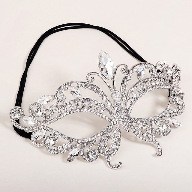Elegant Masquerade Party Blindfold for Women with Sparkling Rhinestone Design Sophisticated Face Accessory Eye