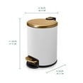 thumbnail image 2 of Acento Rondo 1.3 Gallon Round Step Trash Can with Soft-Close Lid, Removable Liner Bucket, Premium Pedal Metal Waste Bin for Bathroom, Bedroom, Dorm, Office, Matte White and Gold, 2 of 10