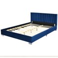 thumbnail image 1 of Costway Full Tufted Upholstered Platform Bed Frame Flannel Headboard Navy Blue, 1 of 10