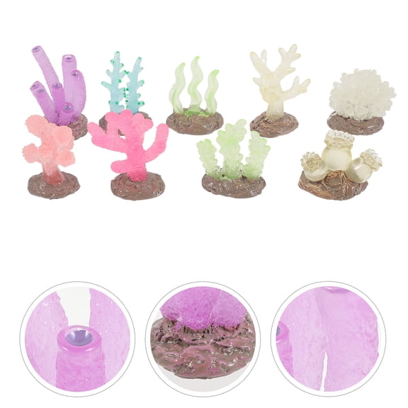 Minkissy 9Pcs Resin Artificial Coral Reef Sculptures Delicate Decorations for Aquariums