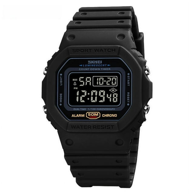 Reloj electrónico digital para hombre de Time American, resistente a golpes, de plástico, con hebilla LED, para estudiantes, para exteriores, cuadrado, deportivo, para parejas