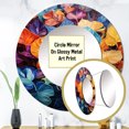 thumbnail image 3 of Designart "Leaves Of Luminous Colors" Leaves Multicolor Large Round Mirror - Round Bedroom Mirror Wall Decor - Traditional Round Printed Mirror - 23" x 23", 3 of 6