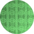 thumbnail image 1 of Ahgly Company Indoor Round Oriental Emerald Green Modern Area Rugs, 5' Round, 1 of 4