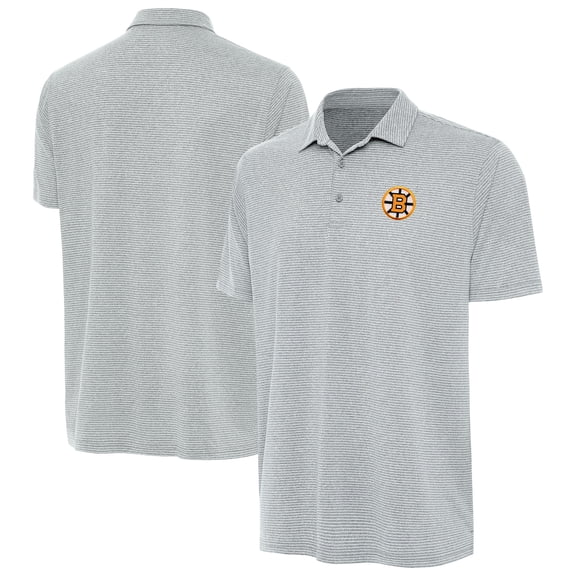 Men's Antigua Heather Gray Boston Bruins Scheme Polo