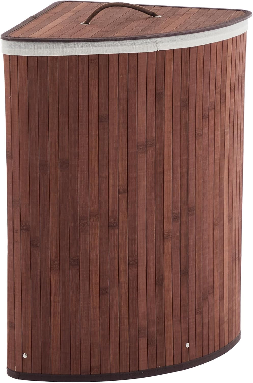 Garvee 58 L Hamper with Lid, Bamboo Laundry Basket with Removable Liner & Handles, Brown
