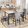 thumbnail image 4 of MIERES Dining Table Set for 4 ，Kitchen Table with Modern Faux Marble Tabletop and 4 Velvet Upholstered Chairs,  Dining Table for Apartments, Kitchens, Dining Rooms, Breakfast Nooks, 4 of 8