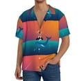 thumbnail image 3 of KLL Lighthouse and Whale Print Men's Shirt Short Sleeve Button Down Summer Cuba Beach Shirts- Small, 3 of 7