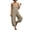 Khaki, variant on Women’s Solid Overall Strap Elastic Waist Jumpsuit, High Waist Wide Leg Pants Casual Daily Wear Navy 3XL