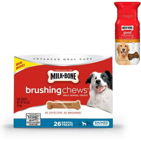 Lait-Bone Brushing Bouchées dentaire et vitamine Daily Dog Treats Value Bundle