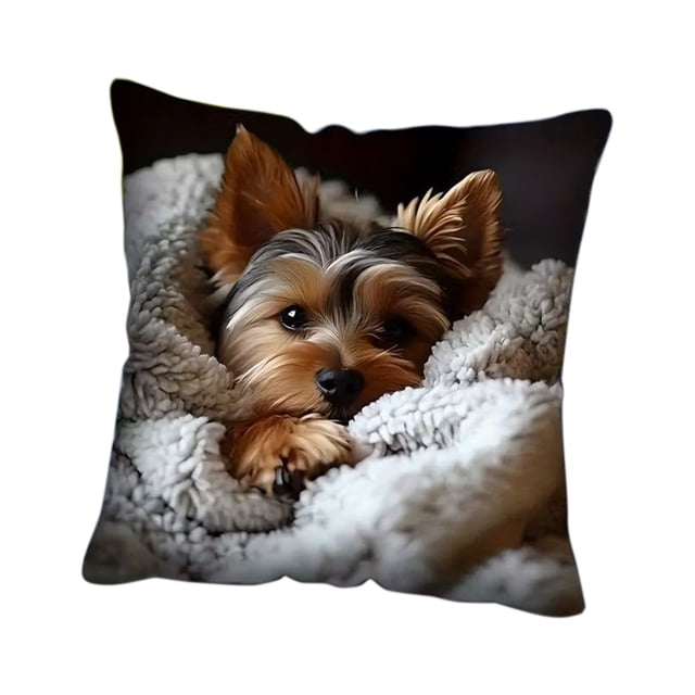 Dog Pattern Pillow Cover, Decorative Cushion Case, Soft Square Pillowcase with Hidden Zipper, for Sofa Bed Home Decor