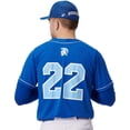 thumbnail image 3 of Heater 2-Button Piped Baseball Jersey, Adult Medium, Purple with White Pipe, 3 of 4