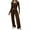 Brown, variant on Womens Track Suits 2 Piece Set Button Up Long Sleeve Tops and Drawstring Waist Pants Matching Going Out Sets Airport Travel Outfit
