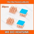 thumbnail image 1 of 20pcs 10x10x7mm Square Pure Copper Pin Fins Heatsink Radiator Cooler With Thermal Tape For Electronics IC CPU AMD With Pad, 1 of 5
